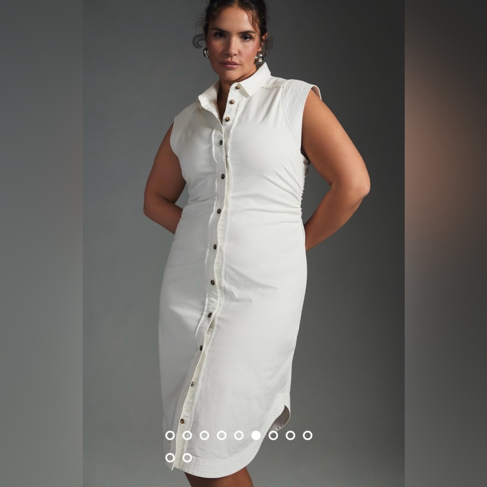Pilcro Collared Shirt Dress in Ivory - 8